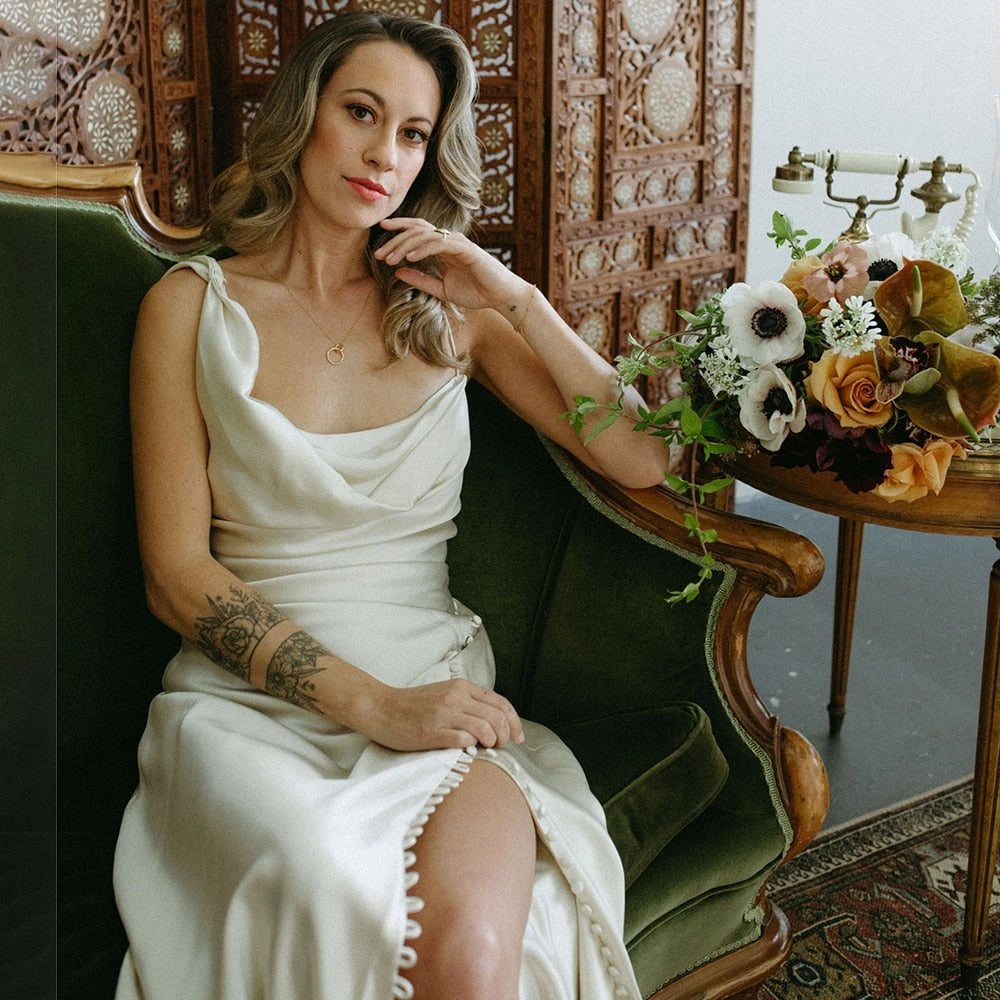 Luxury Mermaid Cowl Sleeveless Lace Up Back Maxi Wedding Bridesmaid Dress
