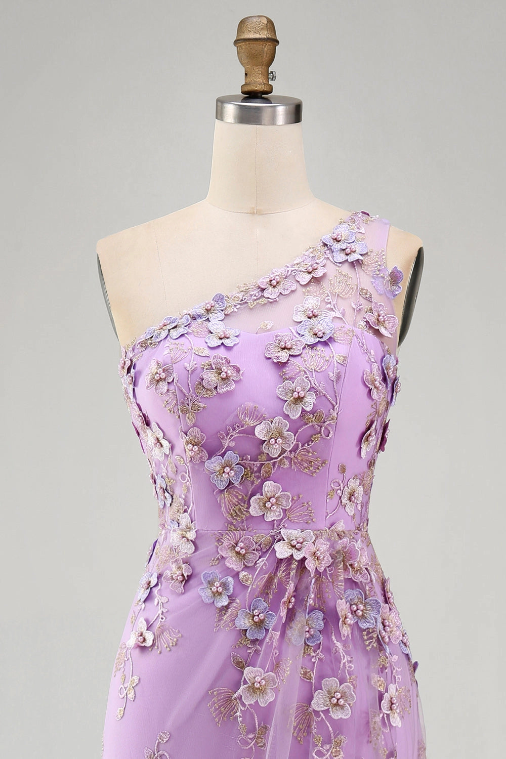 Fitted Mermaid One Shoulder Open Back Slit Floral Maxi Wedding Guest Dress