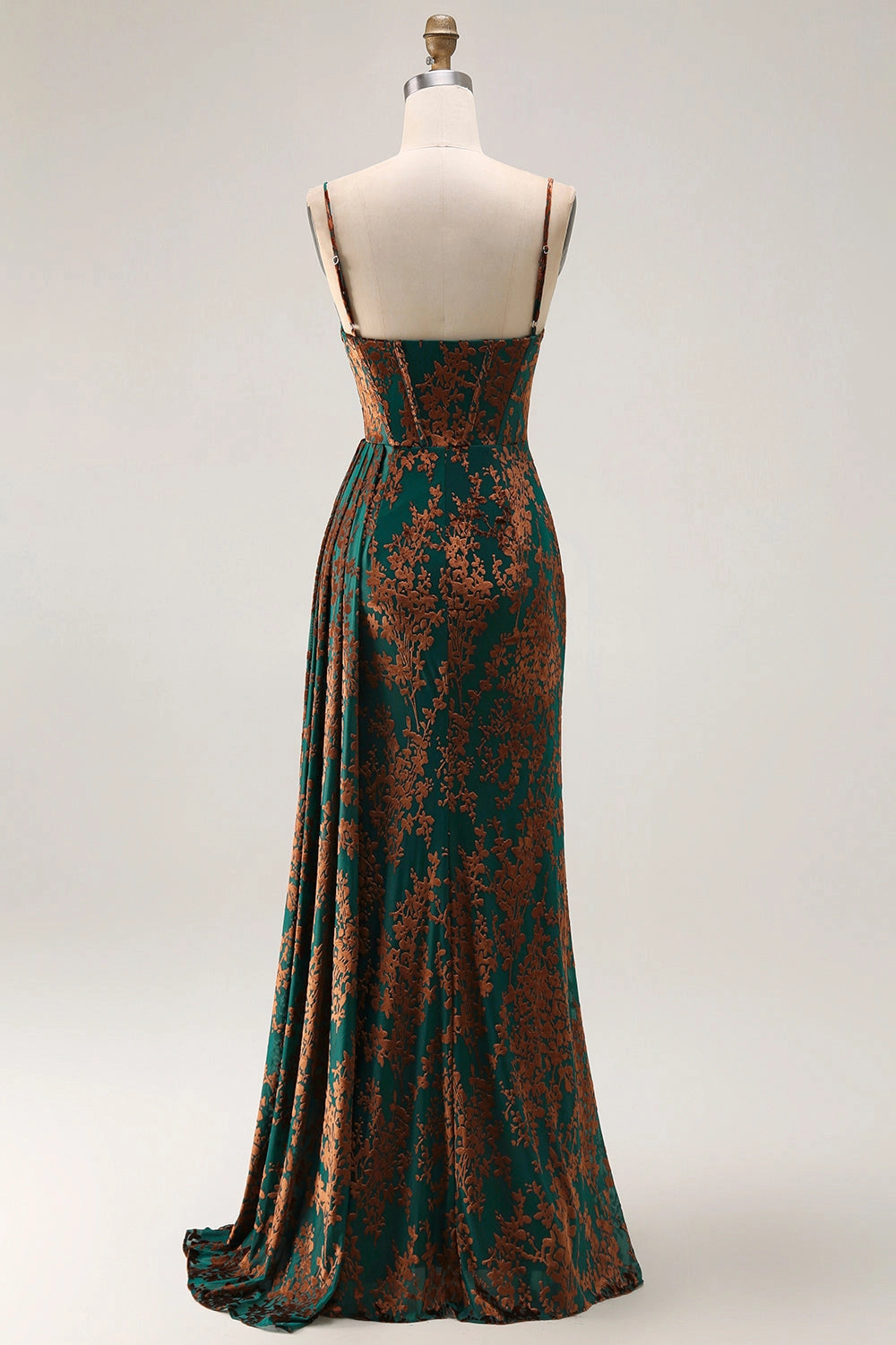 Vintage Midi Straight Neck Strap Zip Back Slit Maxi Wedding Guest Dress