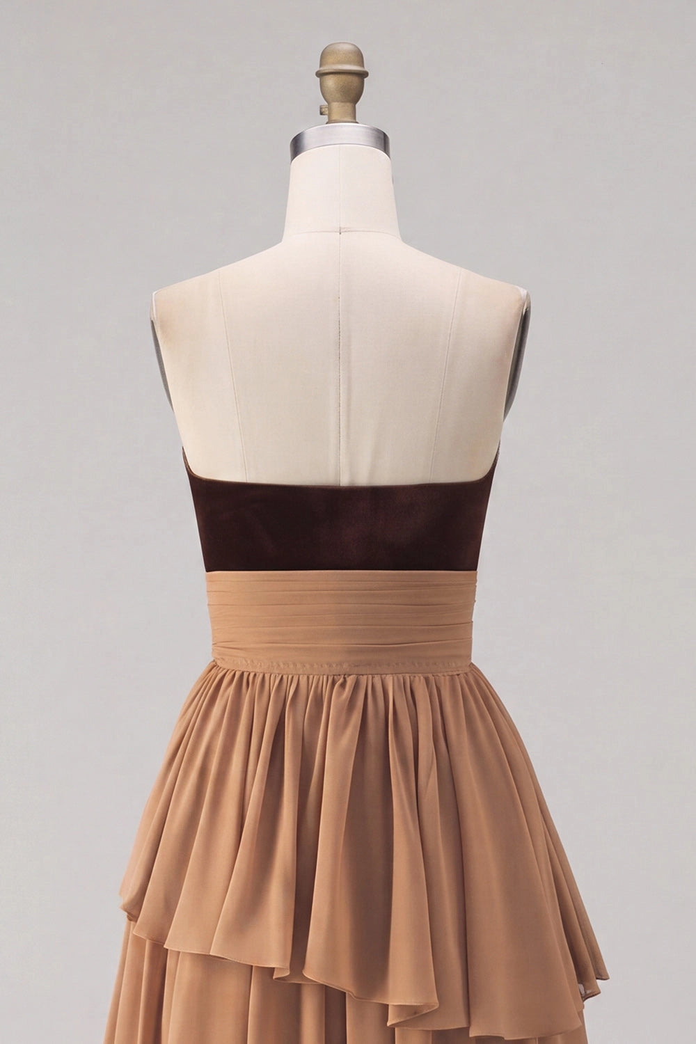 Tiered A Line Strapless Zip Back Sleeveless Slit Maxi Wedding Guest Dress 