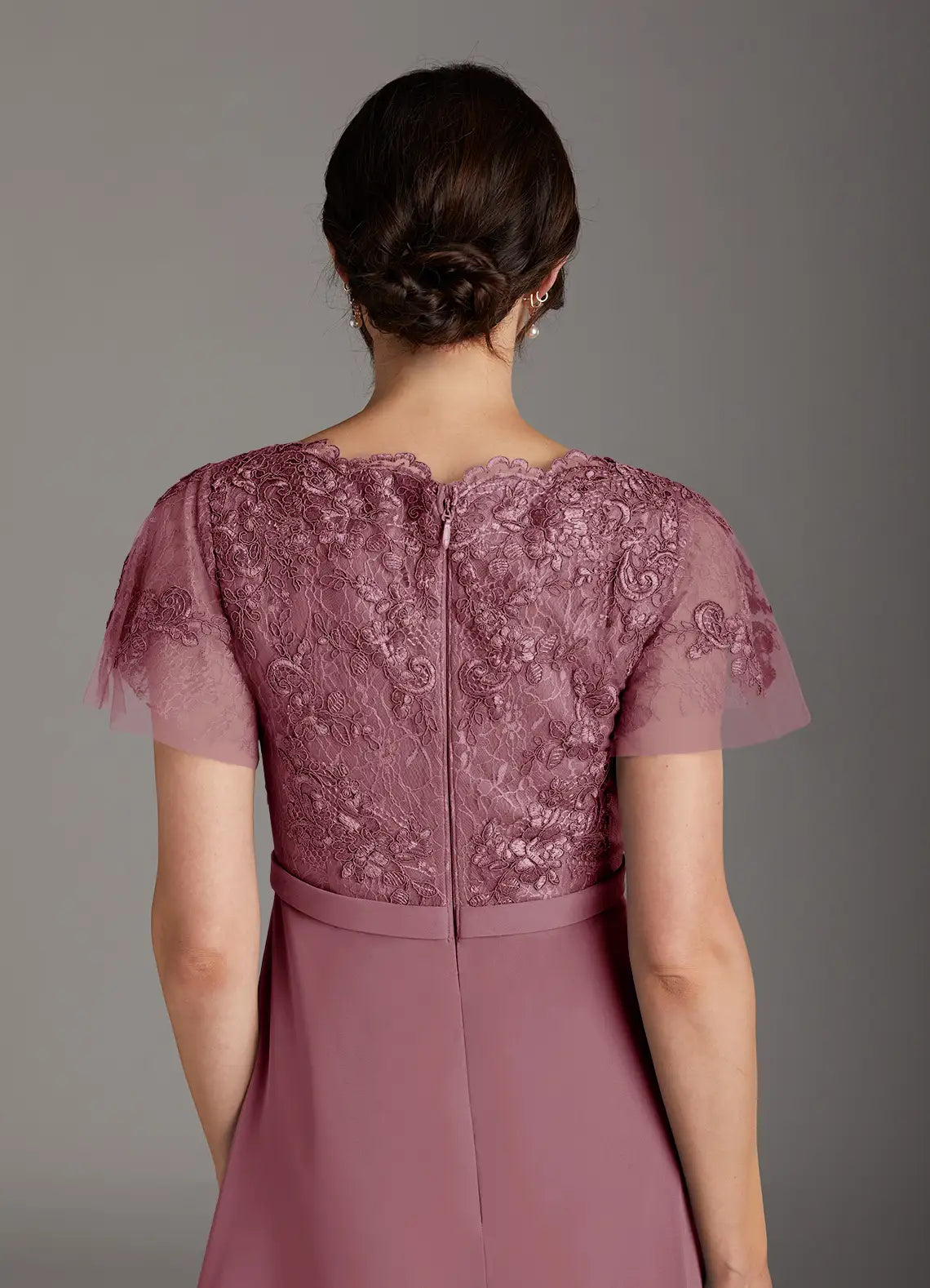 Elegant A-line V-neck Sleeveless Chiffon  Lace Mother of the Bride Dress Evening Gown