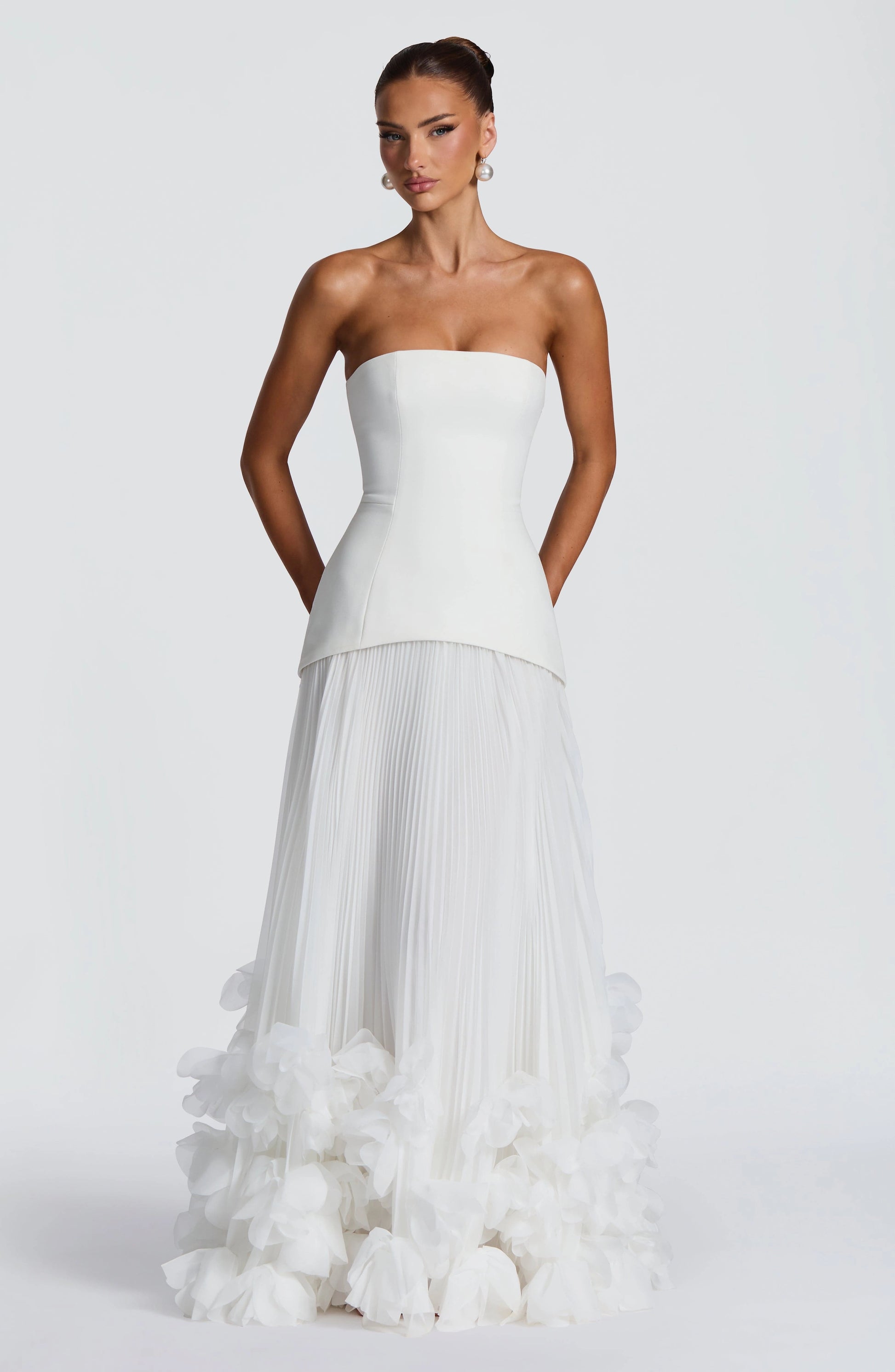 Slim Sheath Strapless Sleeveless Lace Up Back Floor Length Wedding Dress