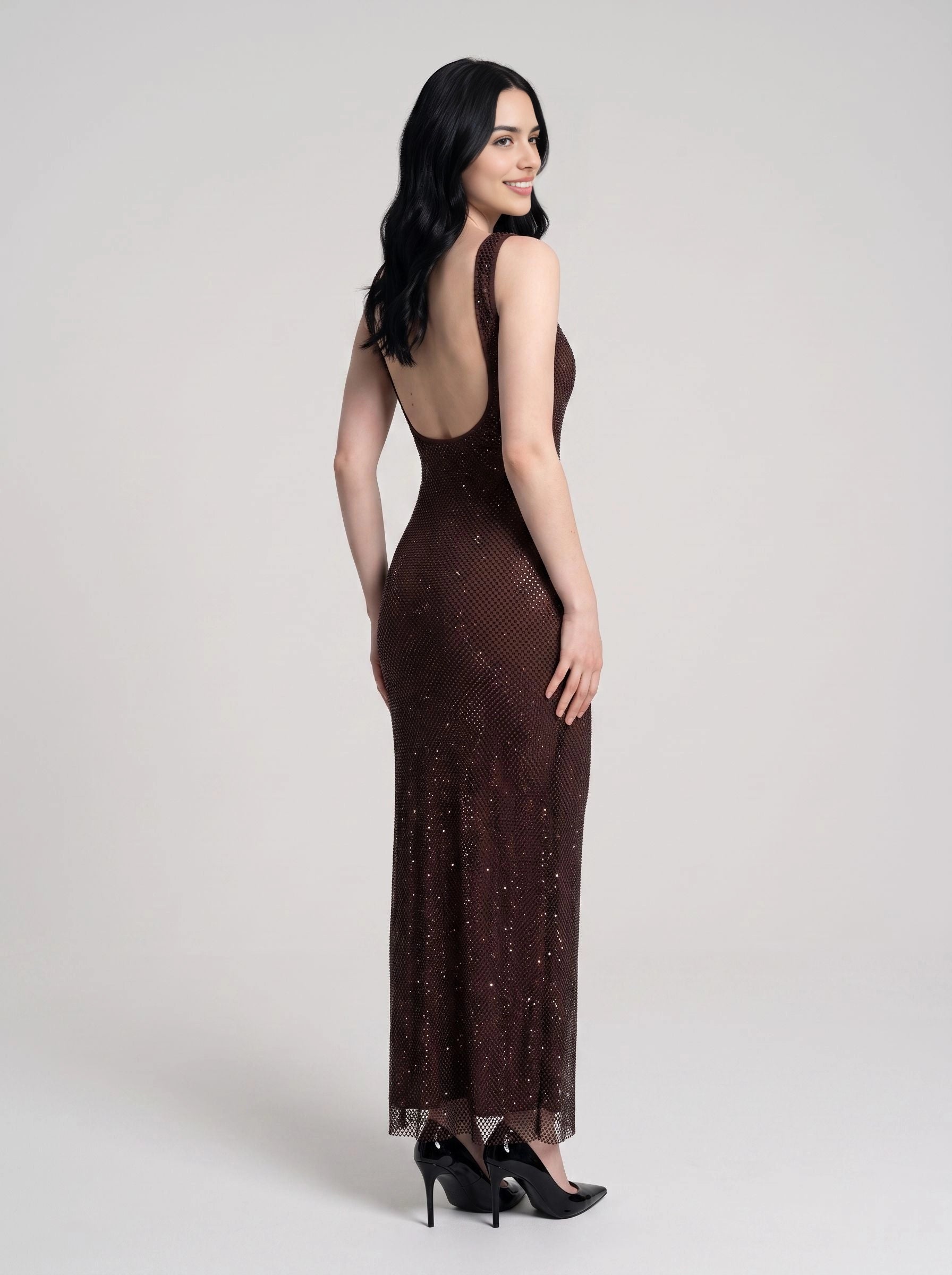 Sage‑Green Sheath Square‑Neck Low‑Back Sleeveless Midi Prom Dress