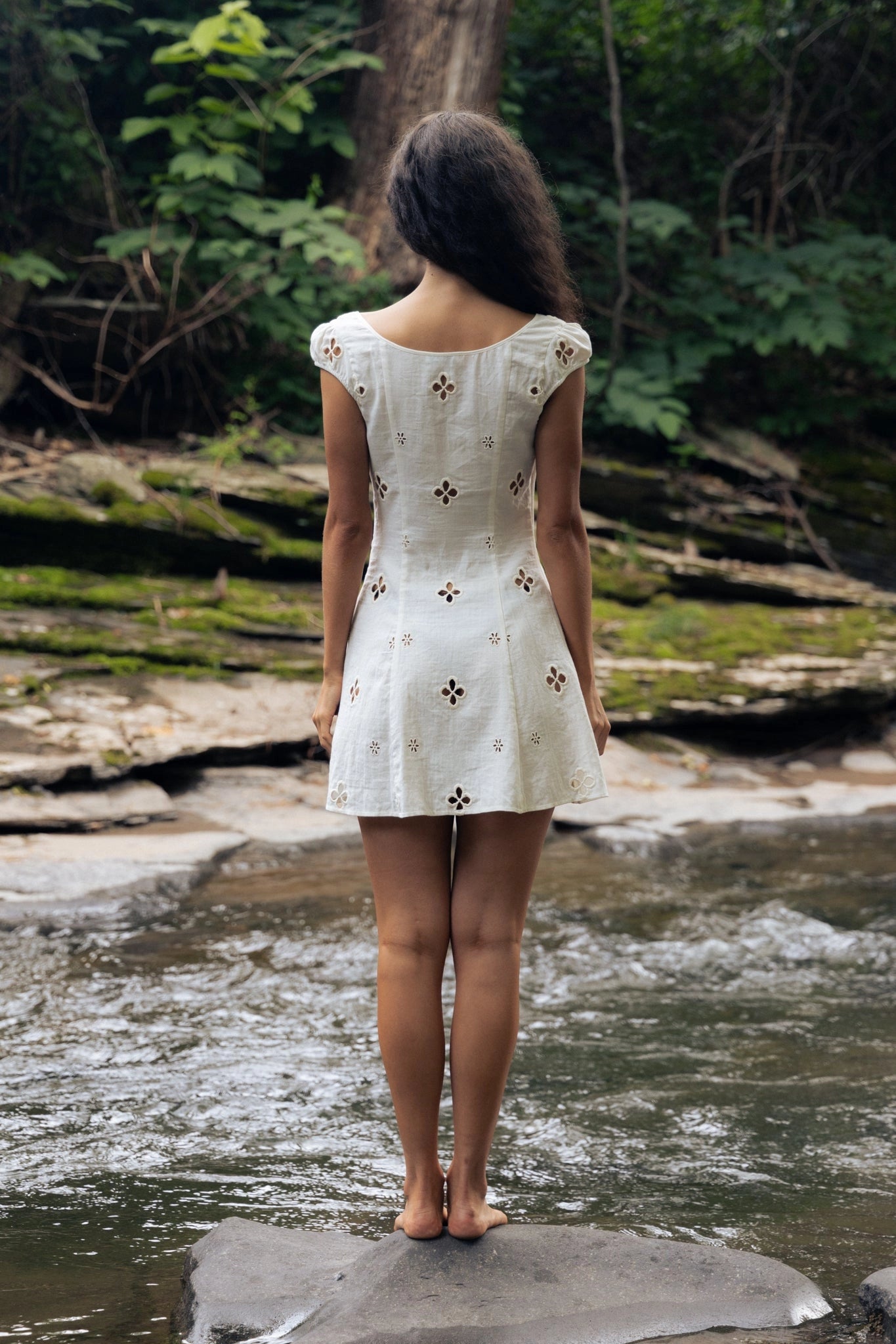 Vintage A‑Line U‑Neck Cap‑Sleeve Scoop‑Back Mini Homecoming Dress