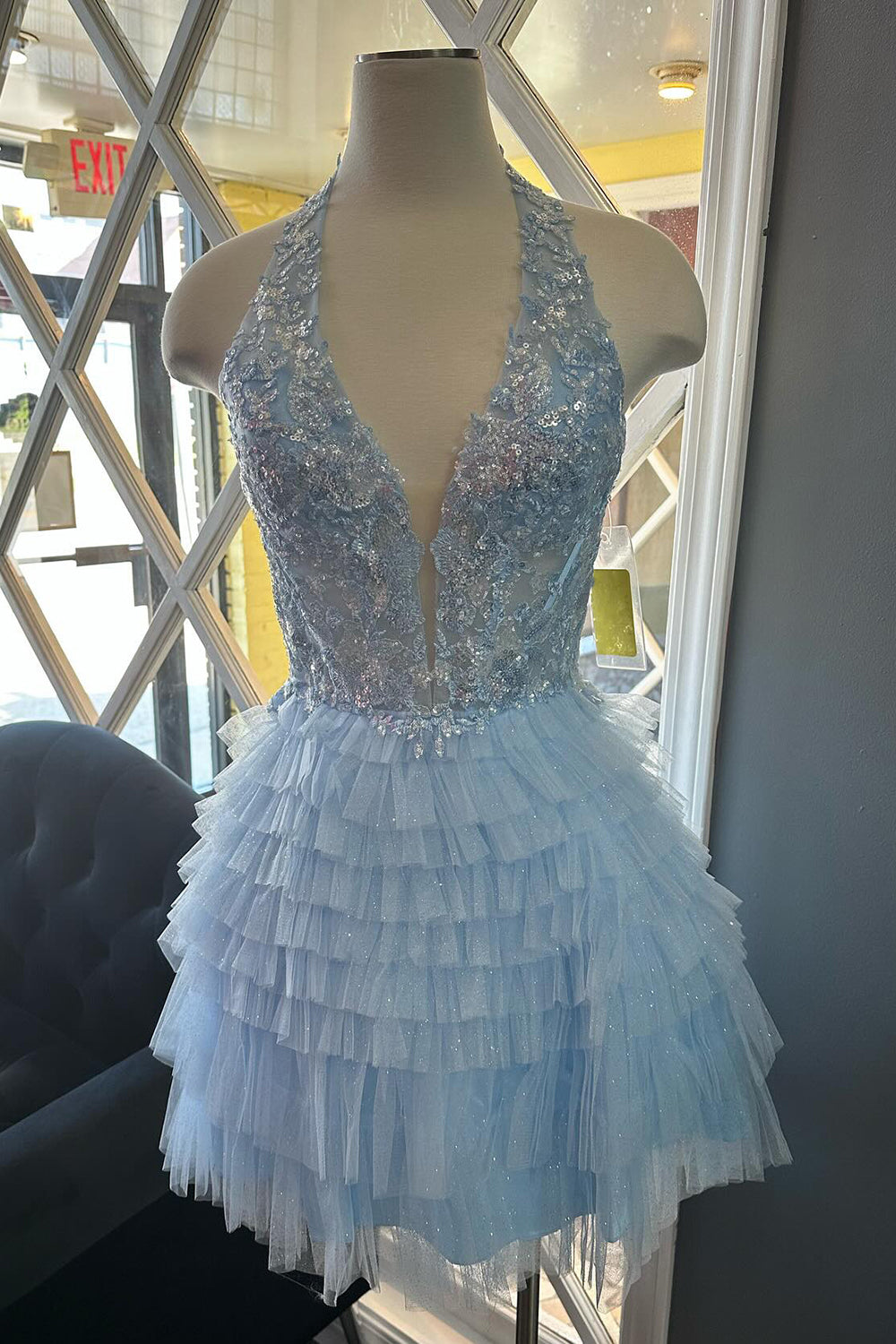 Vestidos de fiesta cortos con cuello en V, estilo princesa, con volantes y encaje, para graduación o noche