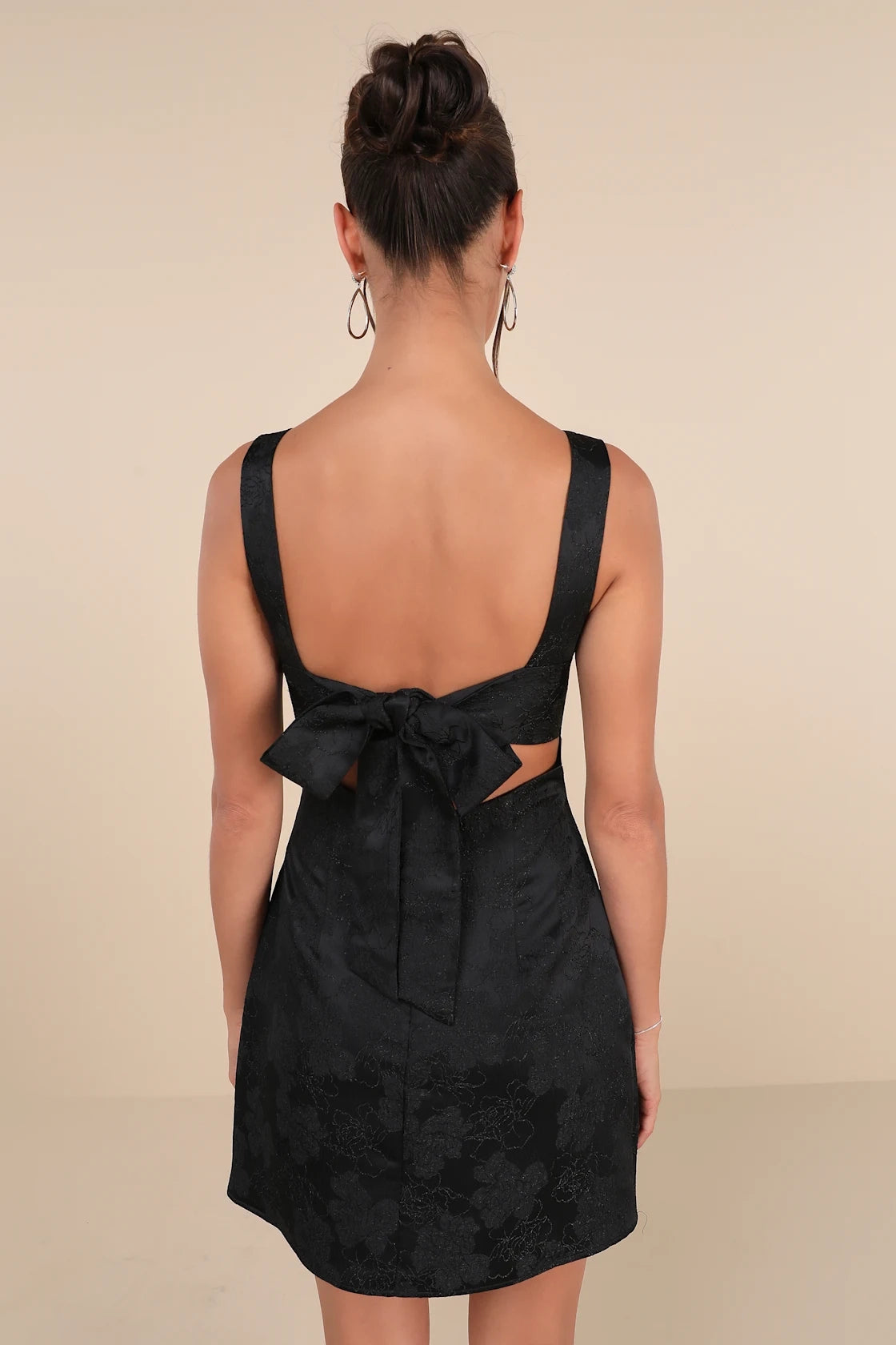 Royal Blue Floral A Line Square Wide Strap Bow Cutout Back Mini Homecoming Dress