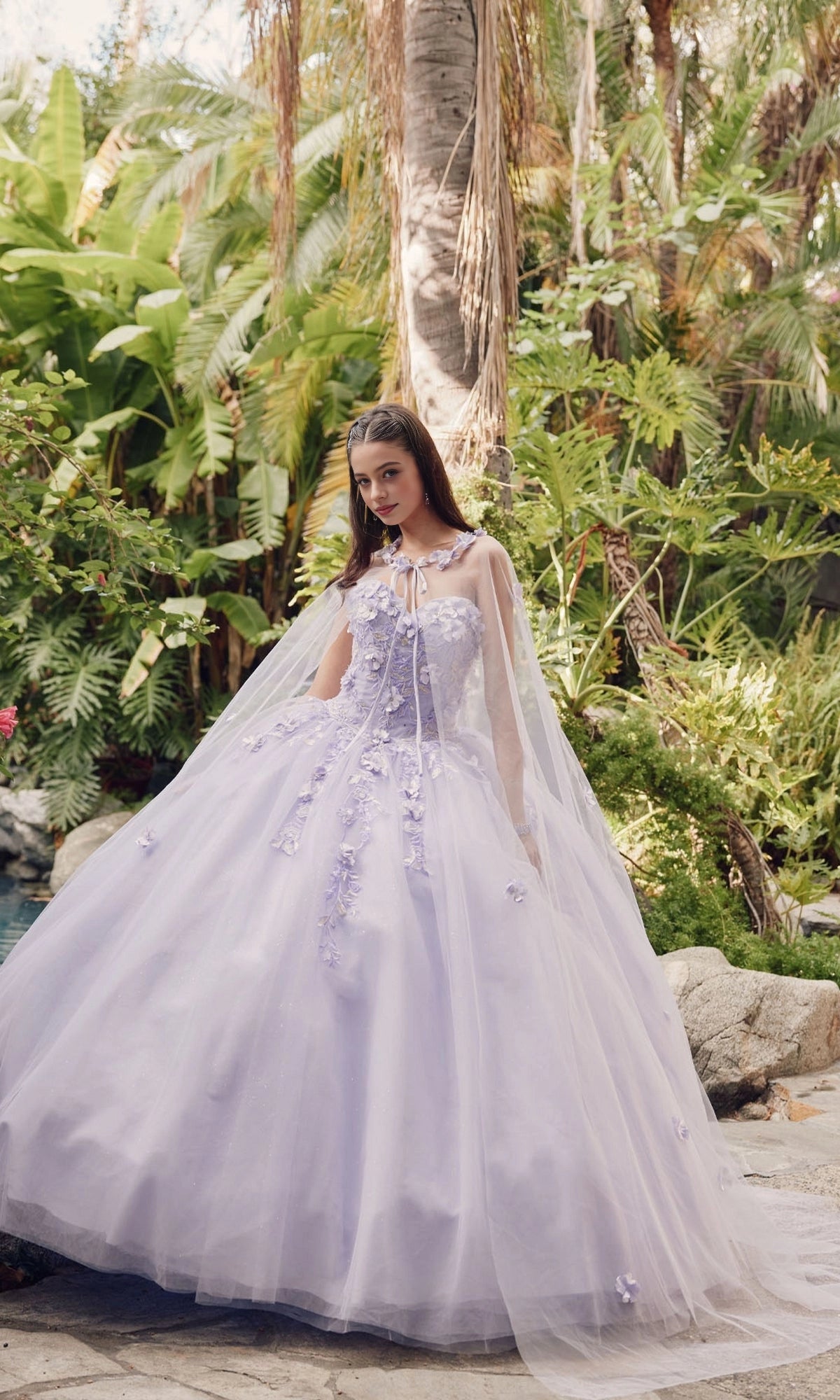 Stunning Ball Gown Sweetheart Detachable Cape Lace‑Up Back Floor Length Quinceanera Dress