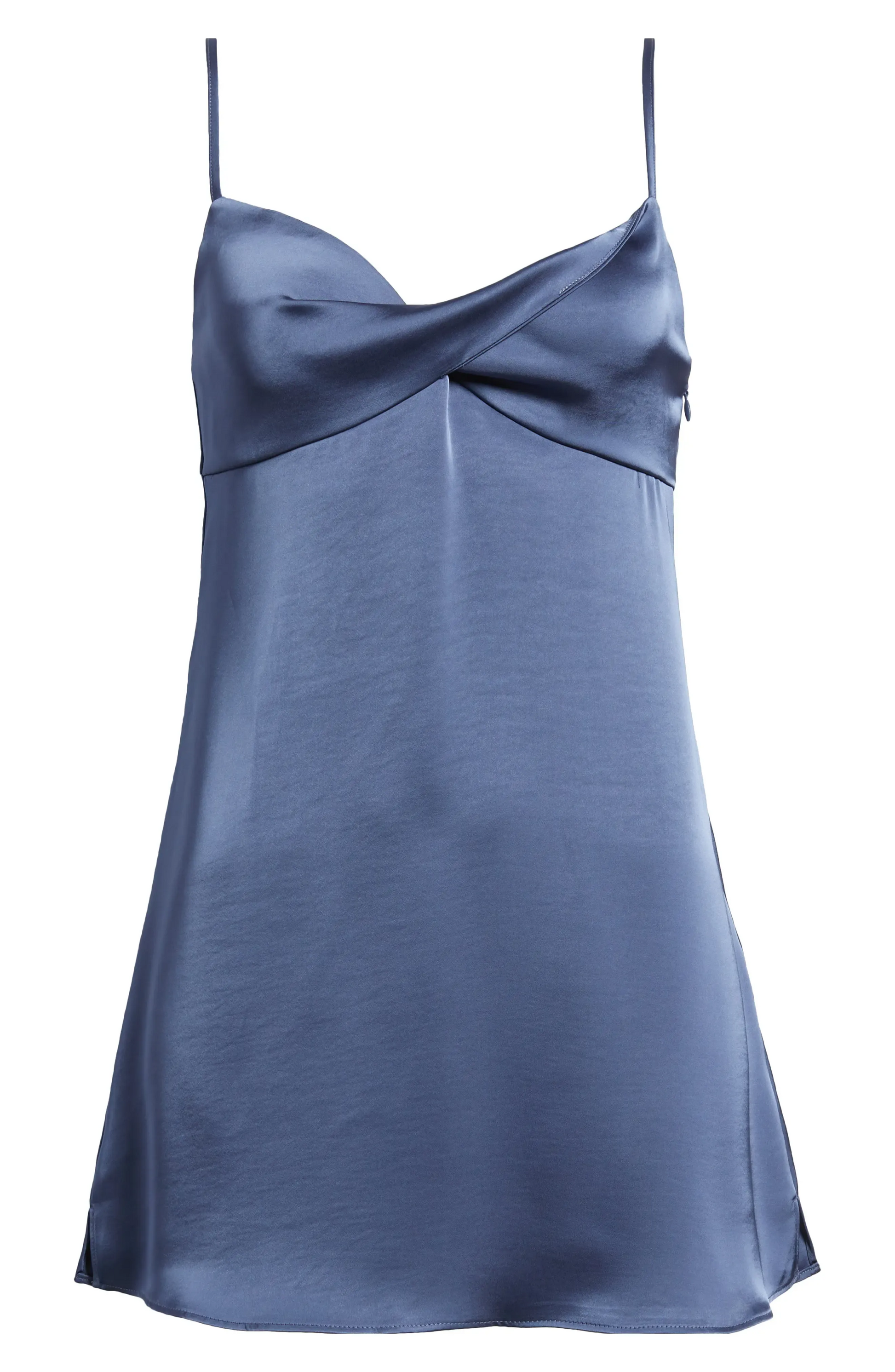Cowl Neck A-Line Satin Slip Mini Dress | Adjustable Straps & Side Slit Party Dress for Weddings, Parties & Bridal Events