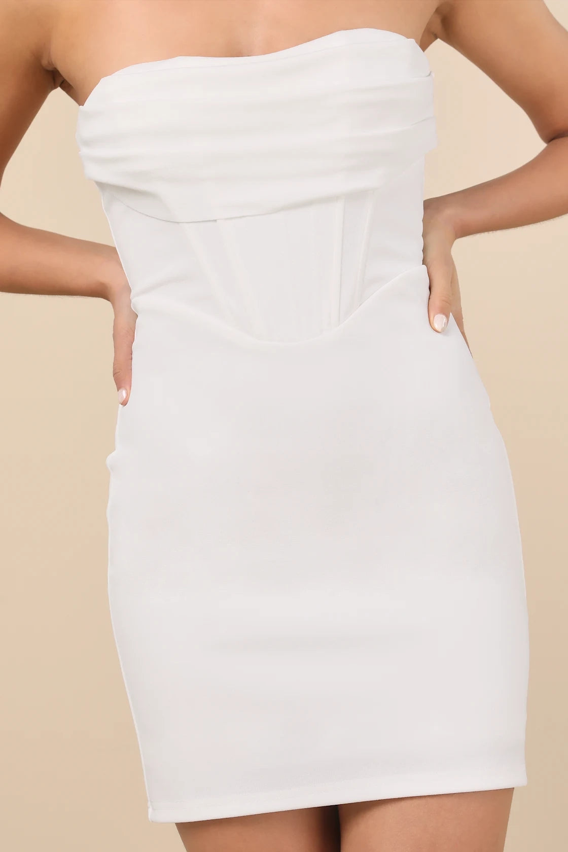 Bodycon Strapless Corset Zip Back Mini Homecoming Dress