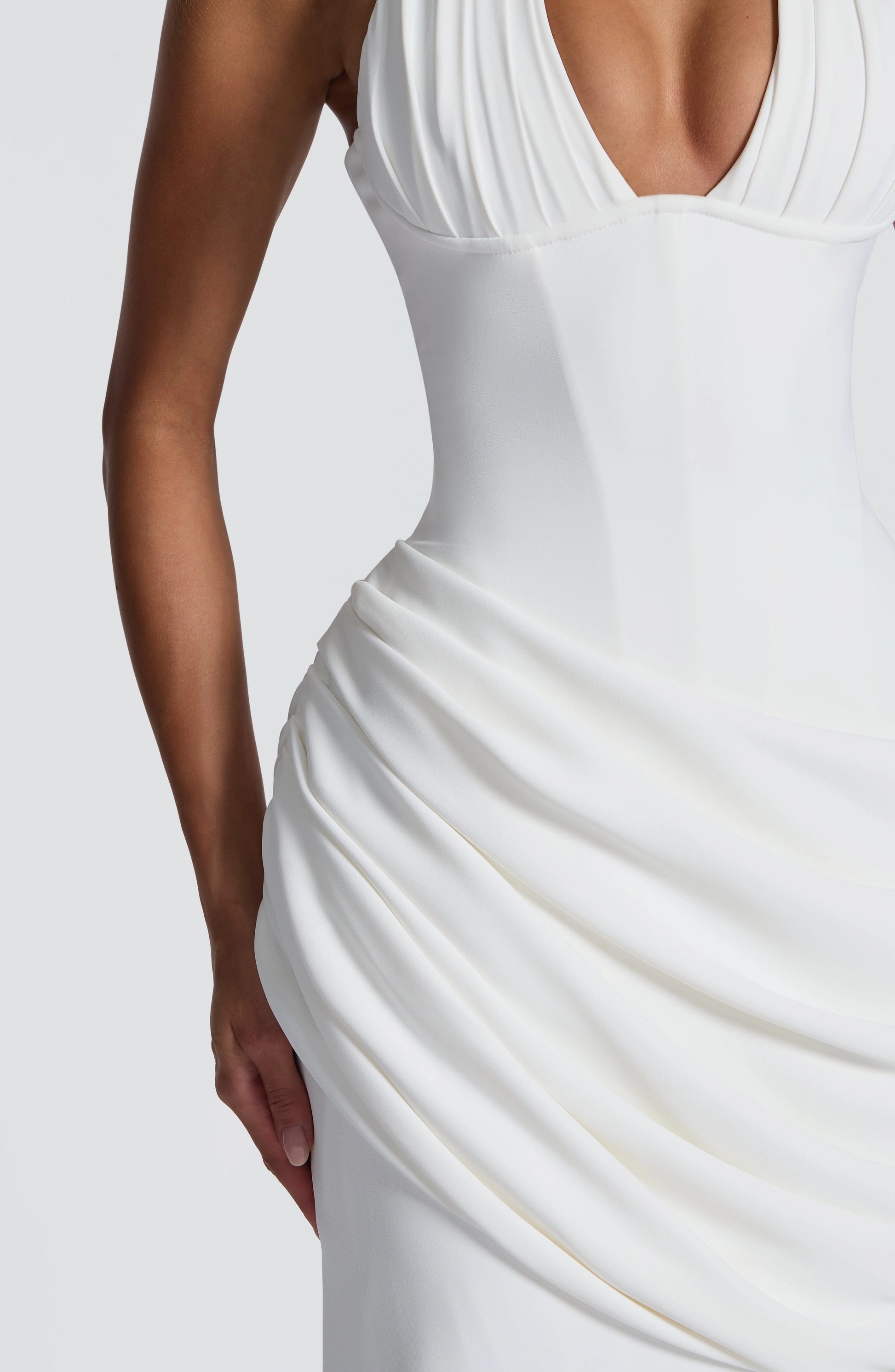 Fitted Mermaid Halter Sleeveless Lace Up Back Floor Length Wedding Dress