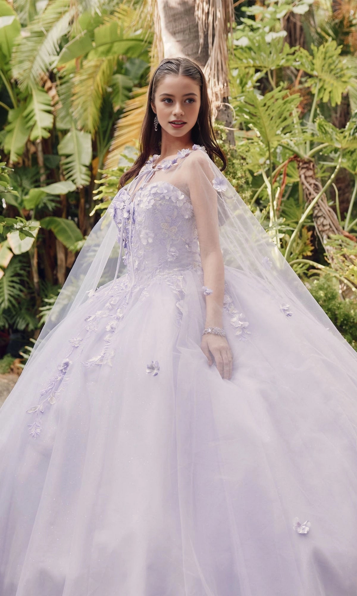 Stunning Ball Gown Sweetheart Detachable Cape Lace‑Up Back Floor Length Quinceanera Dress