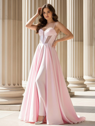Vestido de noche de satén burdeos con tirantes finos, corte en A y corpiño tipo corsé, para fiesta de graduación o boda