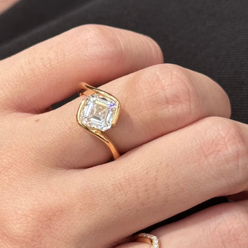 Modern Square Step Cut Solitaire Engagement Ring