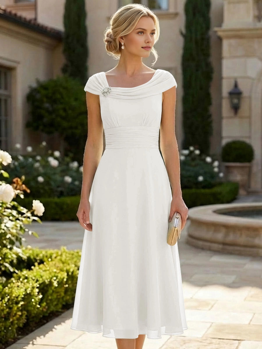 Soft Sage-Green A-Line Stand-Cap Cap-Sleeve Zip-Back Floor-Length Wedding Guest Dress