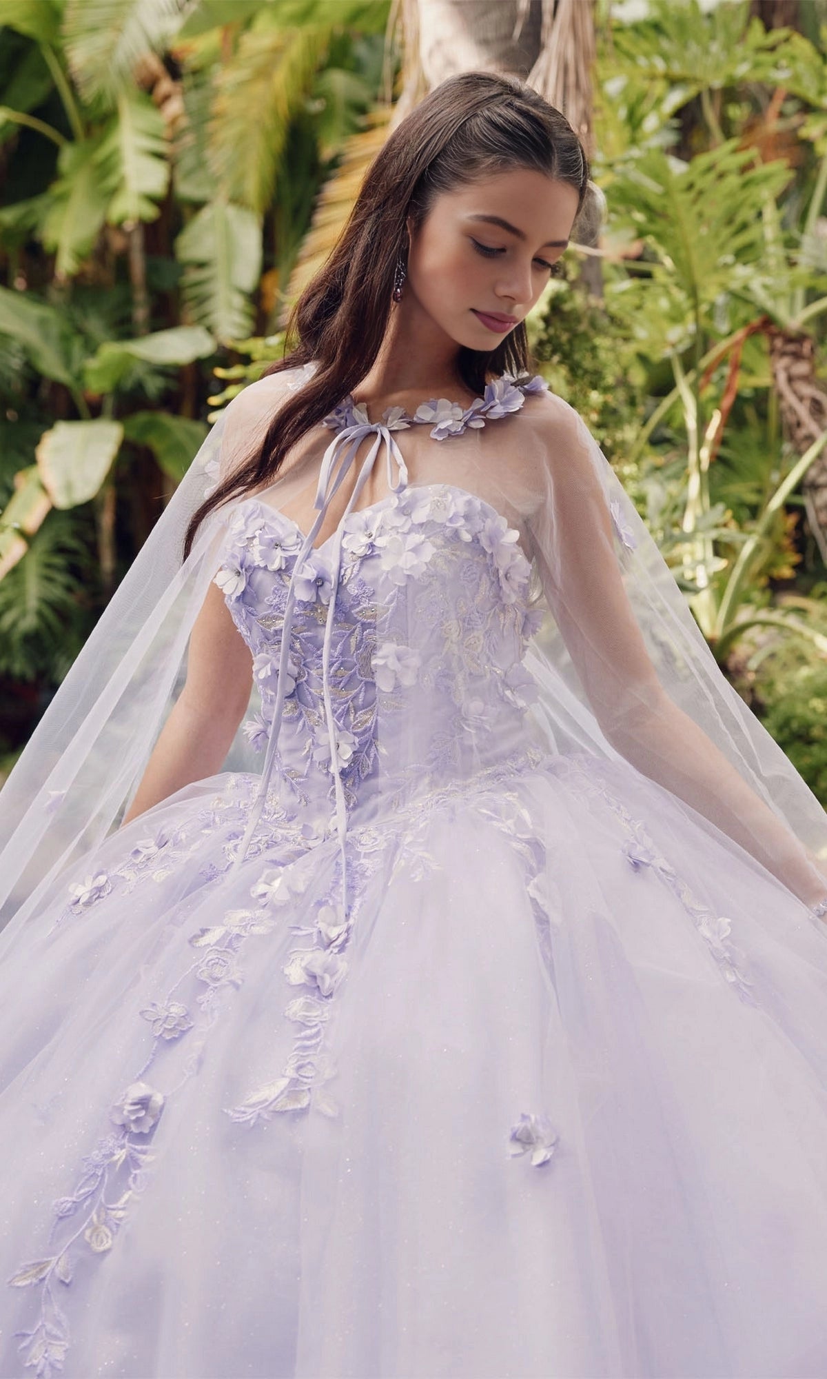 Stunning Ball Gown Sweetheart Detachable Cape Lace‑Up Back Floor Length Quinceanera Dress