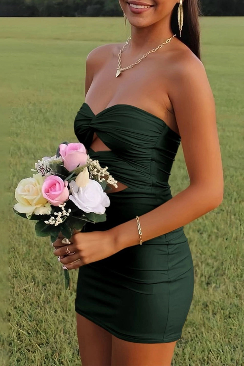 Bodycon Sweetheart Cutout Ruched Mini Party Dress Short Homecoming Dress