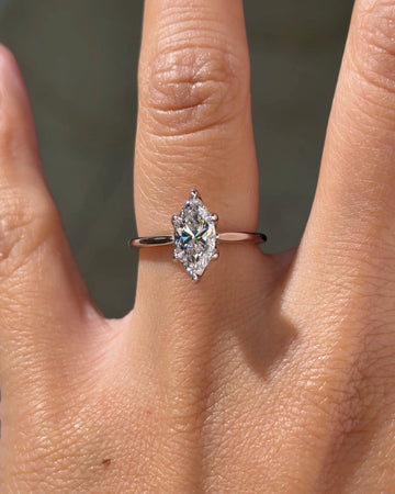 Marquise Cut Solitaire Engagement Ring in Silver Tone