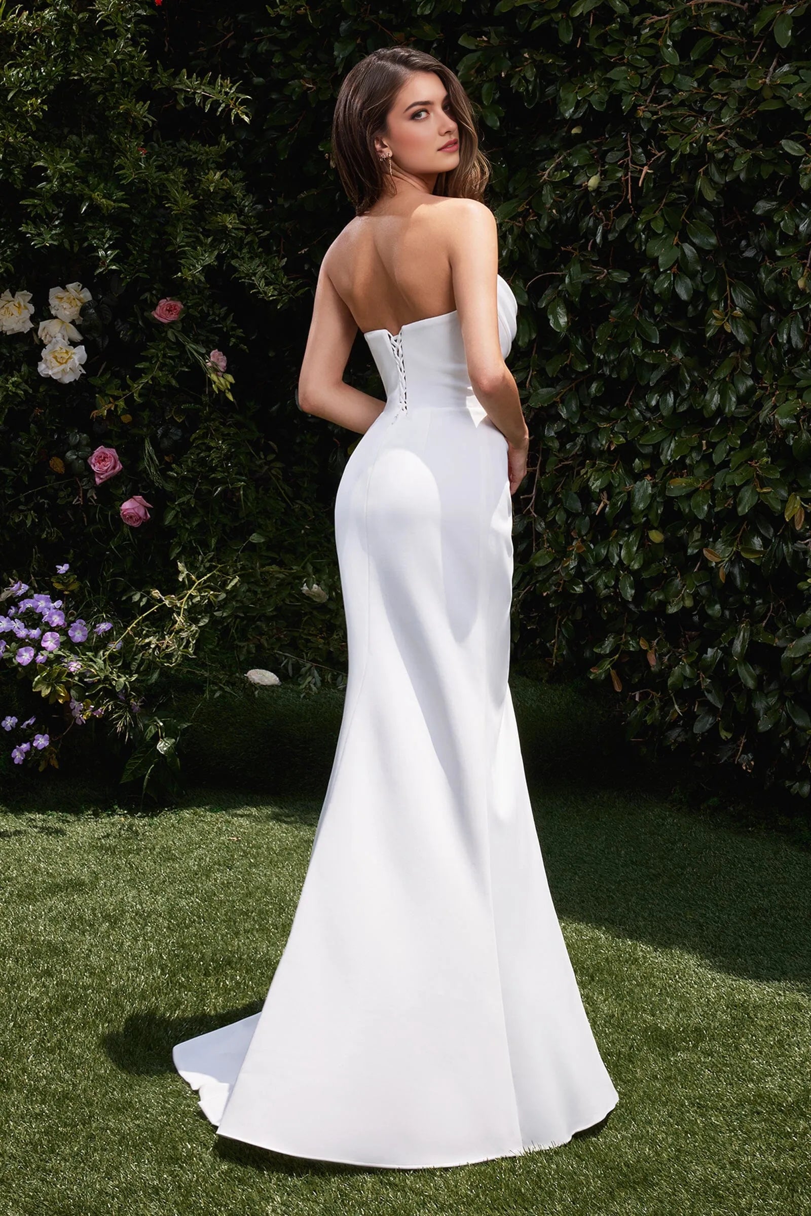 Graceful Mermaid Strapless Cowl Sleeveless Maxi Evening Dress Bridal Gown