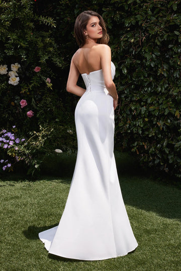 Graceful Mermaid Strapless Cowl Sleeveless Maxi Evening Dress Bridal Gown