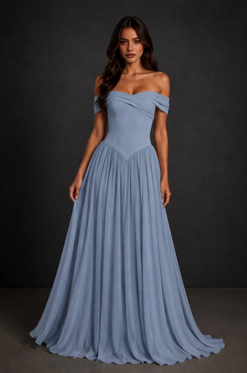 Romantic Sage A-Line Sweetheart Short-Sleeve Lace-Up Back Floor-Length Bridesmaid Dress