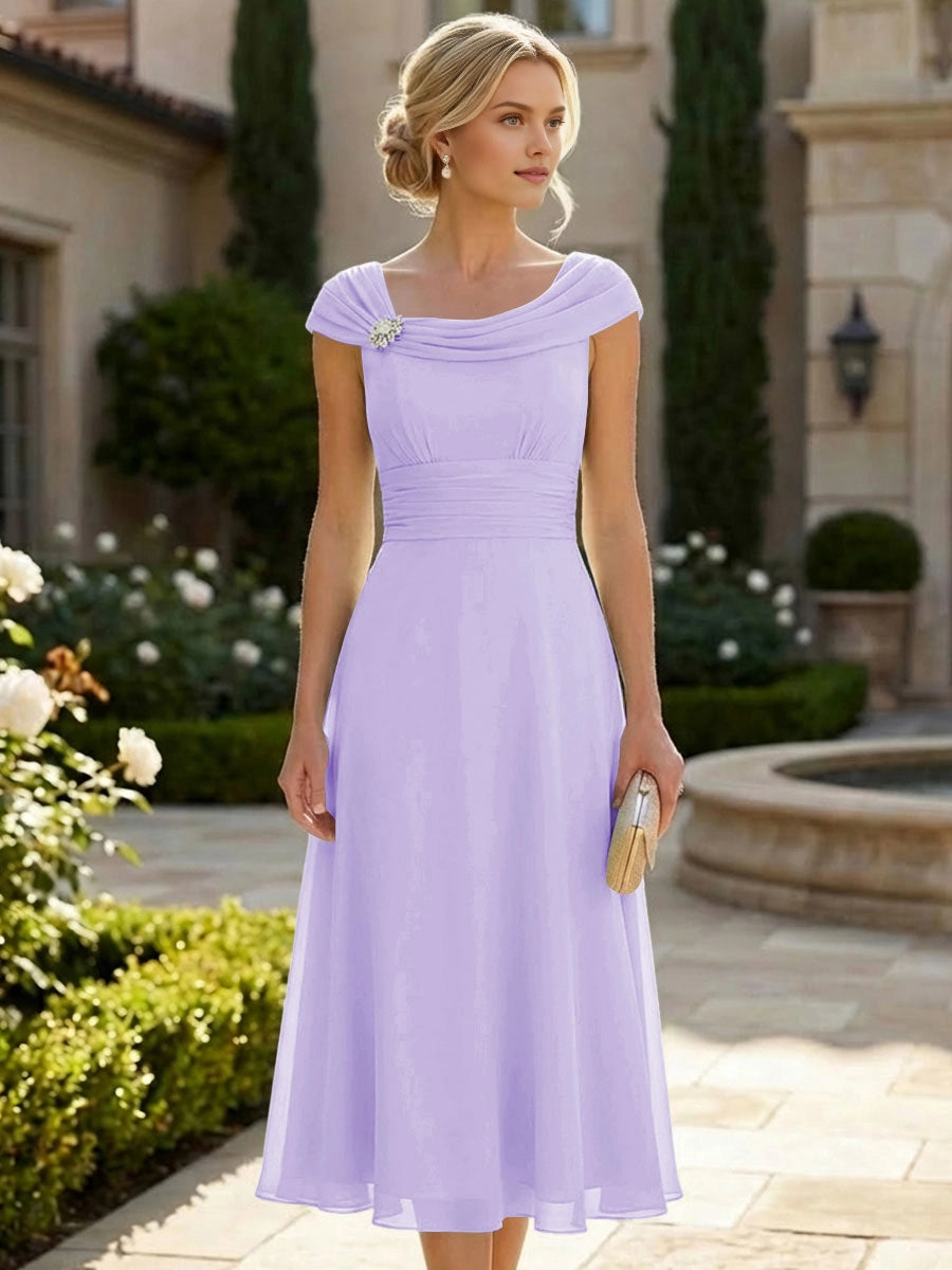 Soft Sage-Green A-Line Stand-Cap Cap-Sleeve Zip-Back Floor-Length Wedding Guest Dress