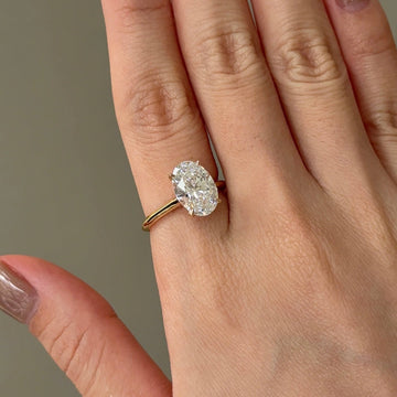 Gold Tone Oval Cut Solitaire Engagement Ring