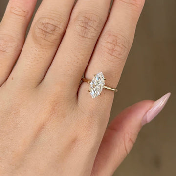 Gold Tone Marquise Cut Solitaire Engagement Ring