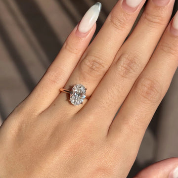Rose Gold Double Oval Stone Cluster Engagement Ring
