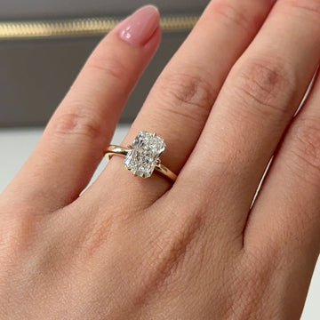 Classic Elongated Cushion Cut Gold Tone Solitaire Engagement Ring
