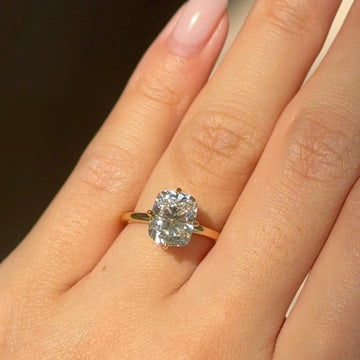 Gold Tone Double Cushion Cut Cluster Engagement Ring