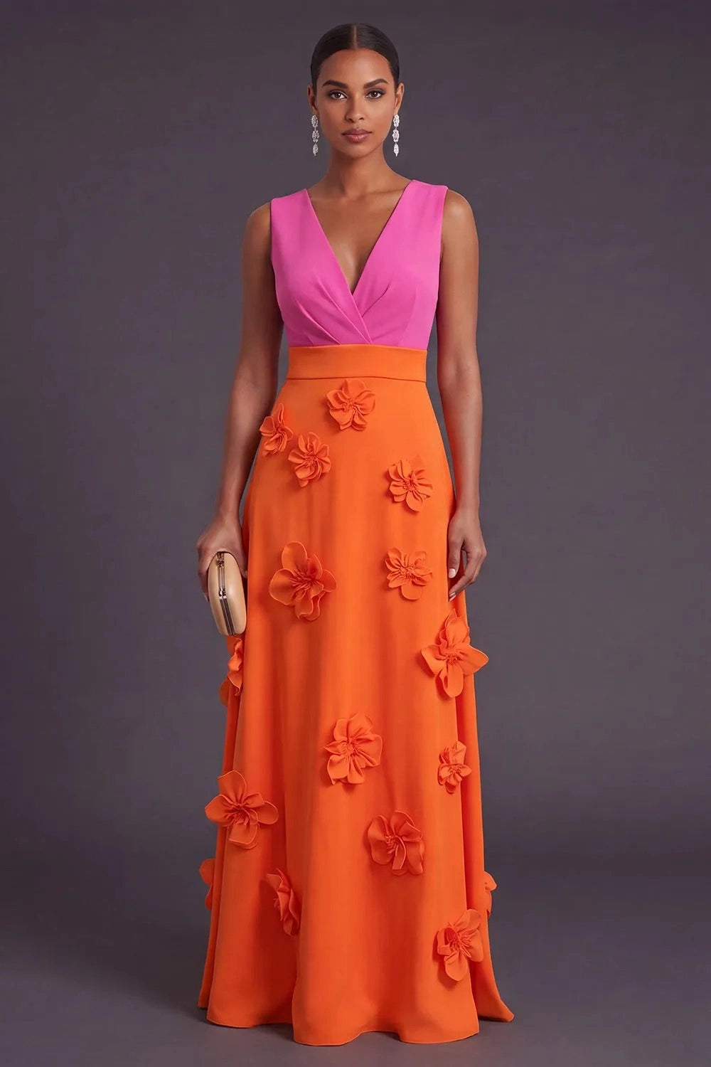 Vibrant A‑Line V‑Neck Sleeveless Zipper‑Back Long Prom Wedding Guest Dress