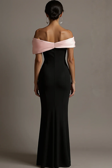Elegant Off-the-Shoulder Bodycon Mermaid Gown - Satin Formal Evening Dress