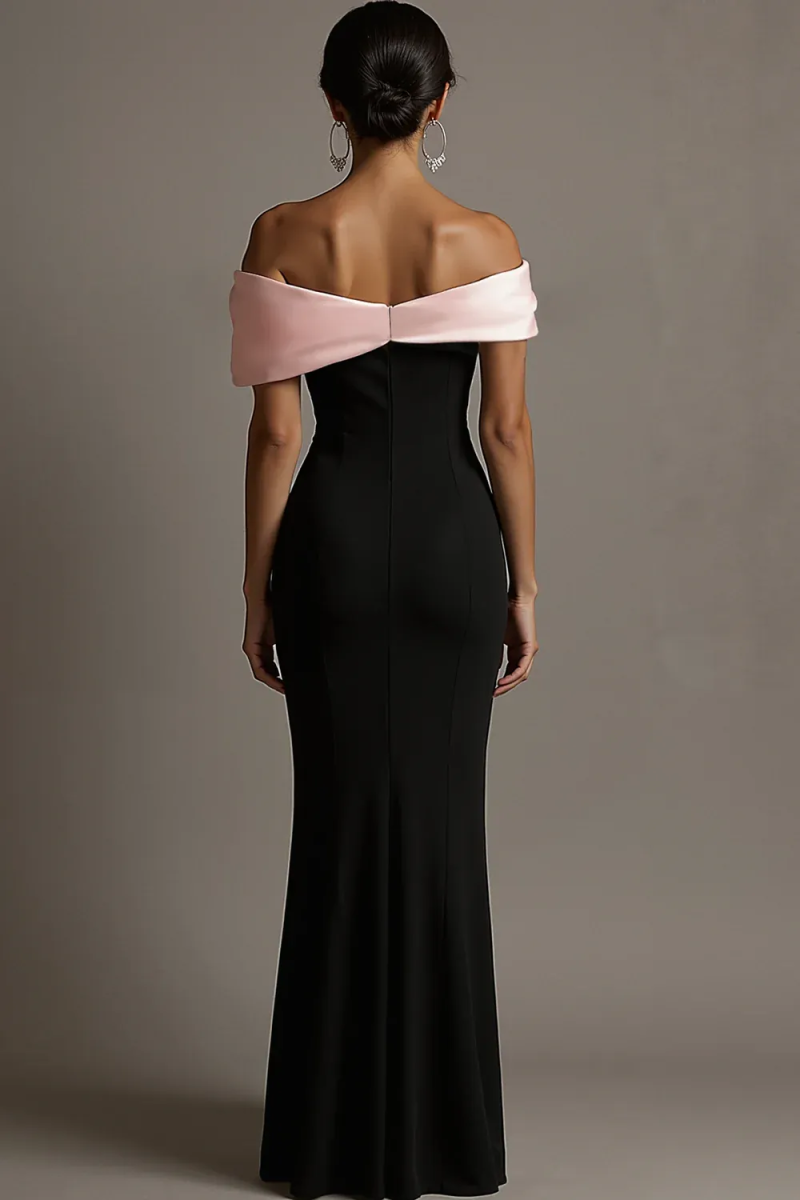 Elegant Off-the-Shoulder Bodycon Mermaid Gown - Satin Formal Evening Dress