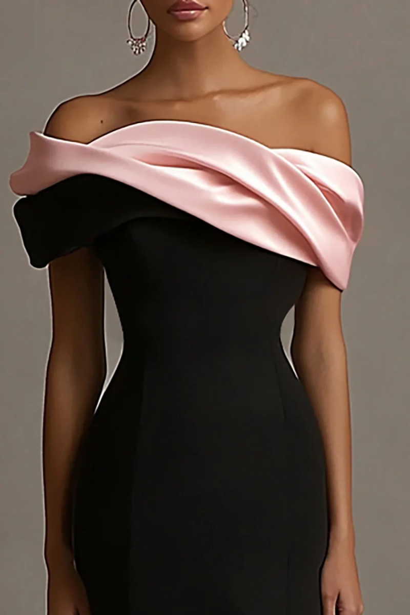 Elegant Off-the-Shoulder Bodycon Mermaid Gown - Satin Formal Evening Dress