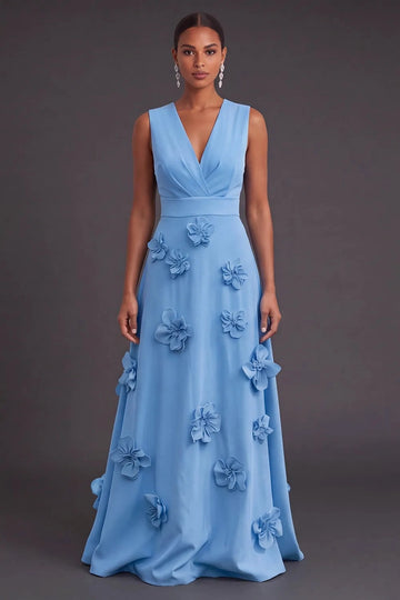 Vibrant A‑Line V‑Neck Sleeveless Zipper‑Back Long Prom Wedding Guest Dress