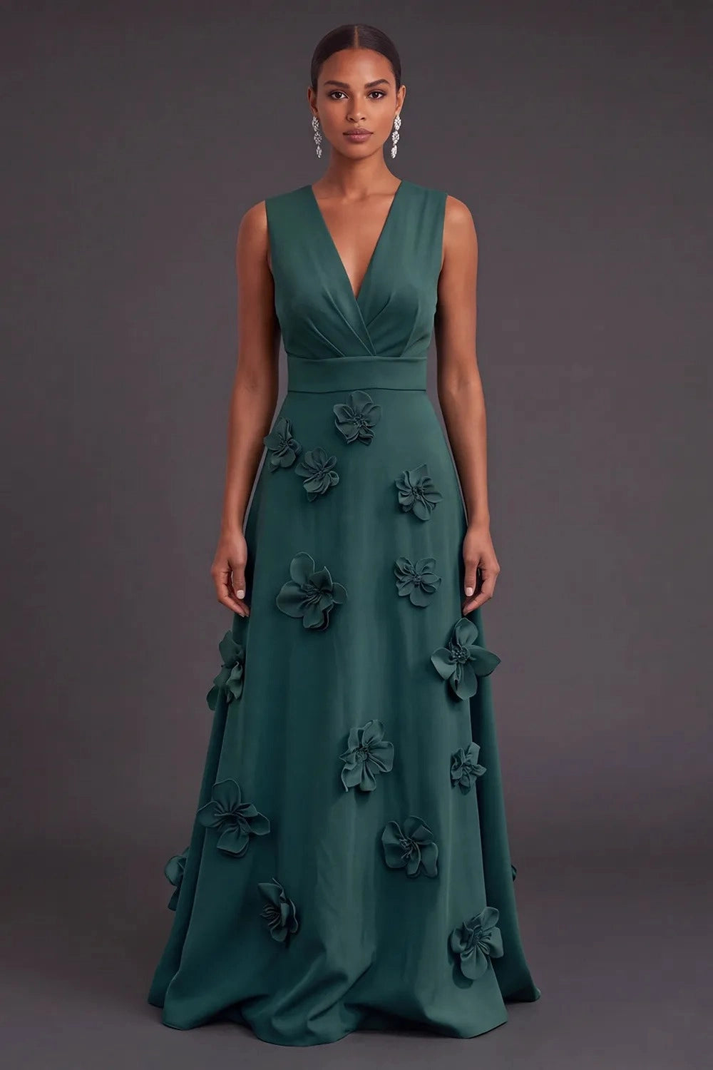 Vibrant A‑Line V‑Neck Sleeveless Zipper‑Back Long Prom Wedding Guest Dress