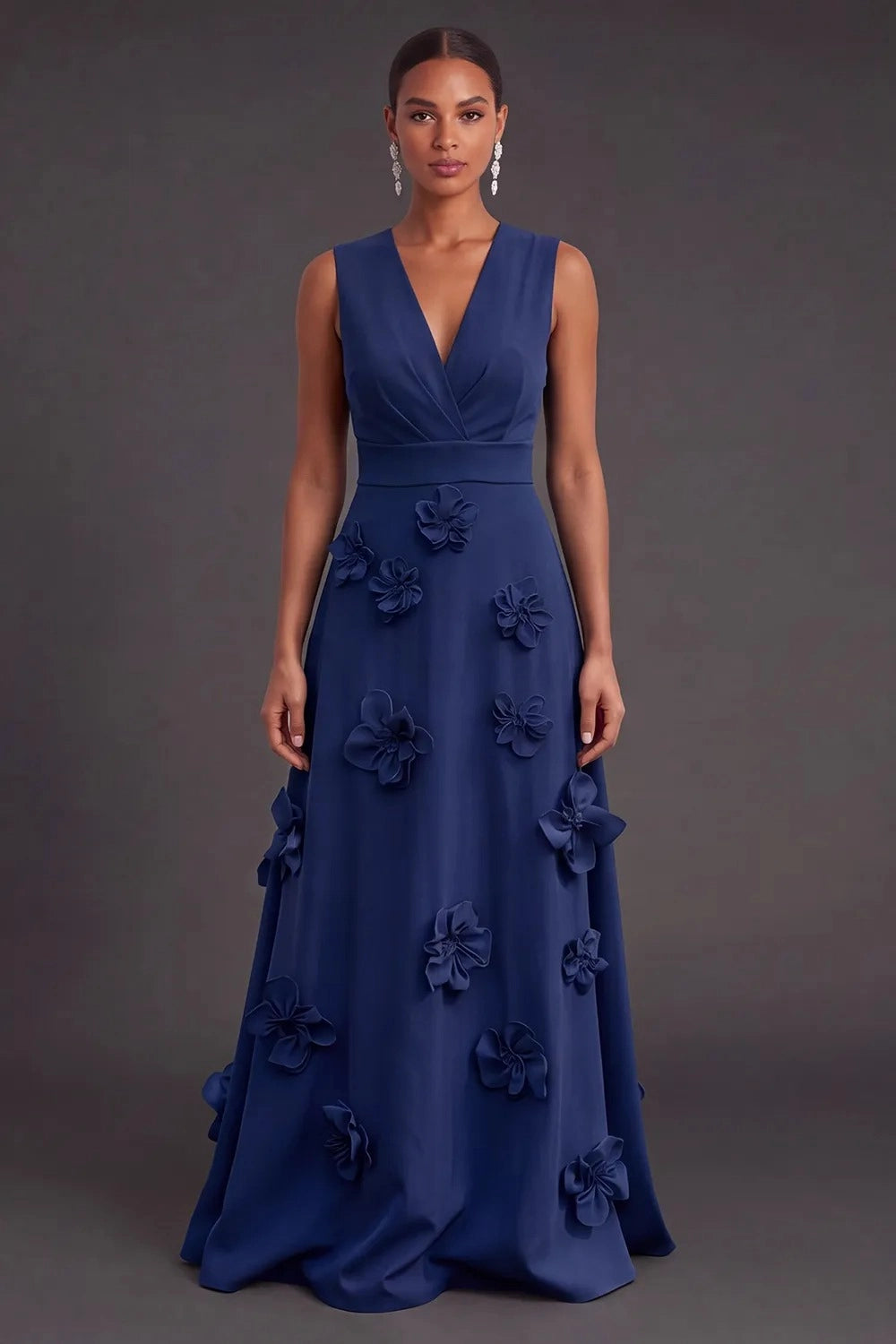 Vibrant A‑Line V‑Neck Sleeveless Zipper‑Back Long Prom Wedding Guest Dress