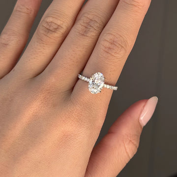 Pear Cut Solitaire Engagement Ring with Pavé Band