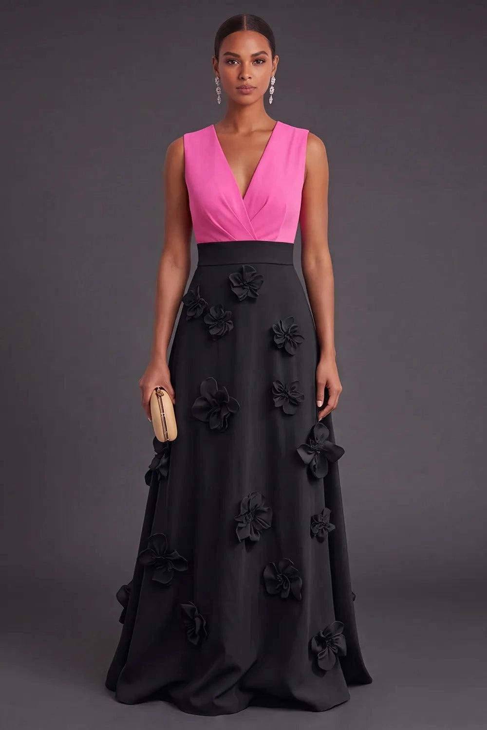 Vibrant A‑Line V‑Neck Sleeveless Zipper‑Back Long Prom Wedding Guest Dress
