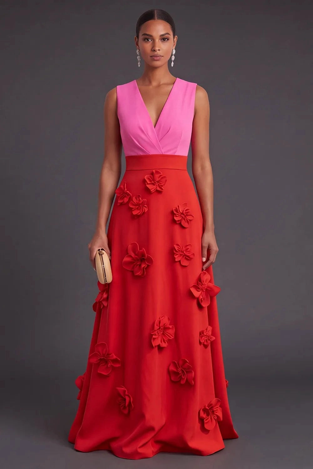 Vibrant A‑Line V‑Neck Sleeveless Zipper‑Back Long Prom Wedding Guest Dress