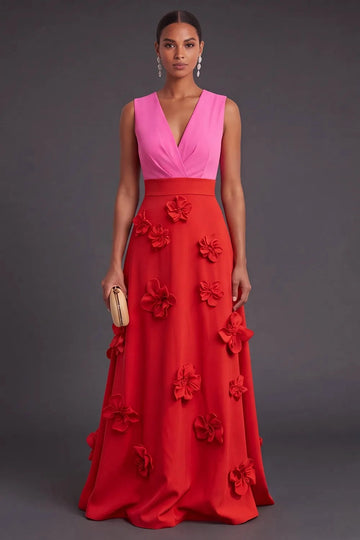 Vibrant A‑Line V‑Neck Sleeveless Zipper‑Back Long Prom Wedding Guest Dress
