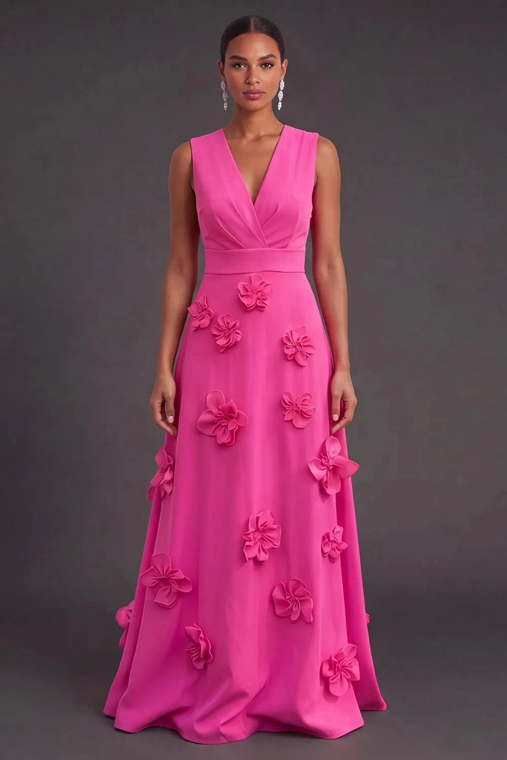 Vibrant A‑Line V‑Neck Sleeveless Zipper‑Back Long Prom Wedding Guest Dress