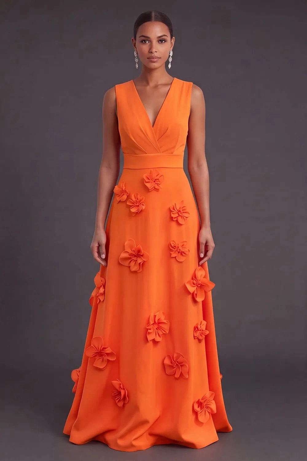 Vibrant A‑Line V‑Neck Sleeveless Zipper‑Back Long Prom Wedding Guest Dress