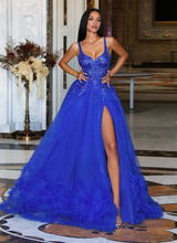 Sweetheart Spaghetti Straps Backless Floor-Length Prom Dresses Ball Gown