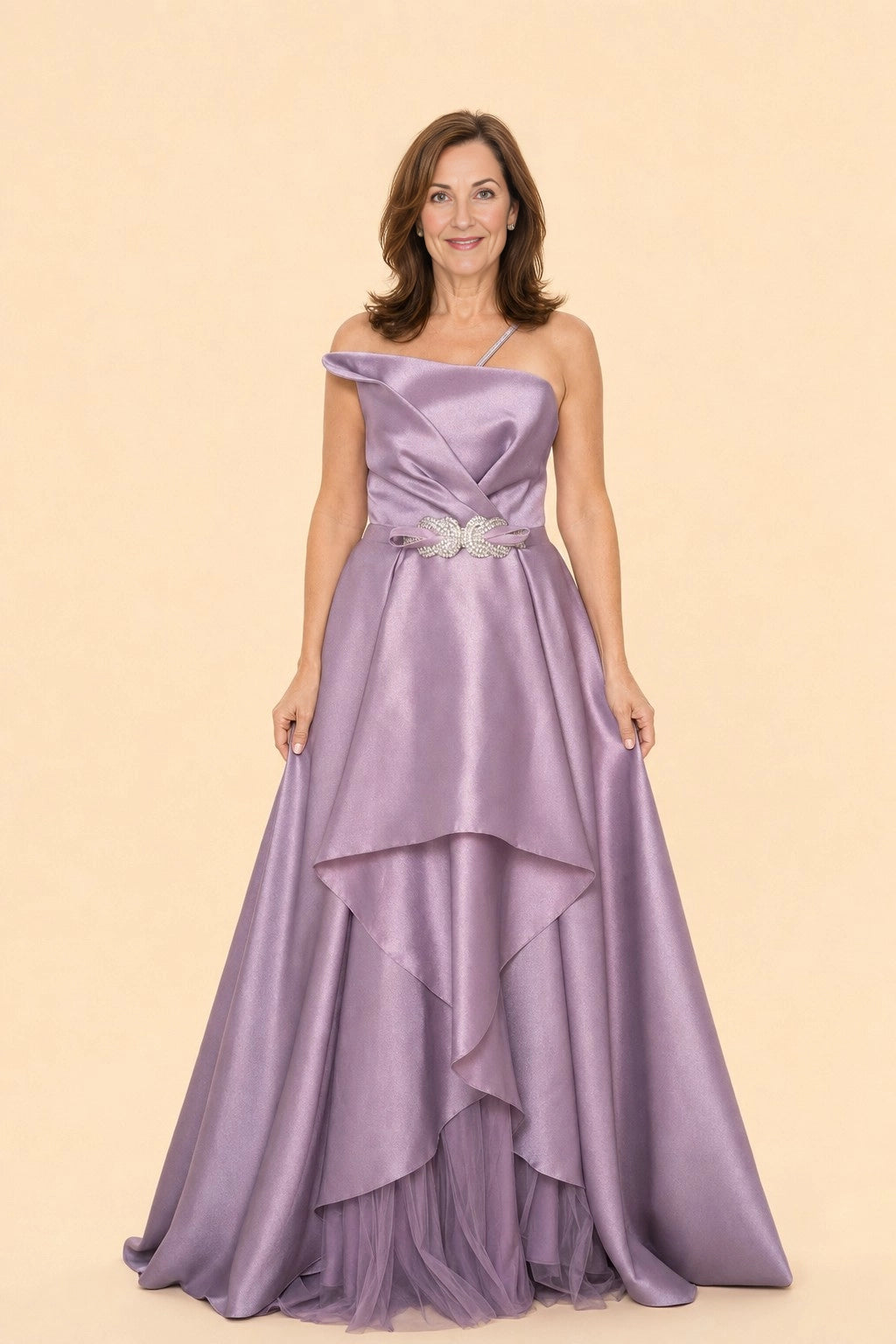 Lavender A‑Line One Strap Zipper Back Long Mother of the Bride Dress