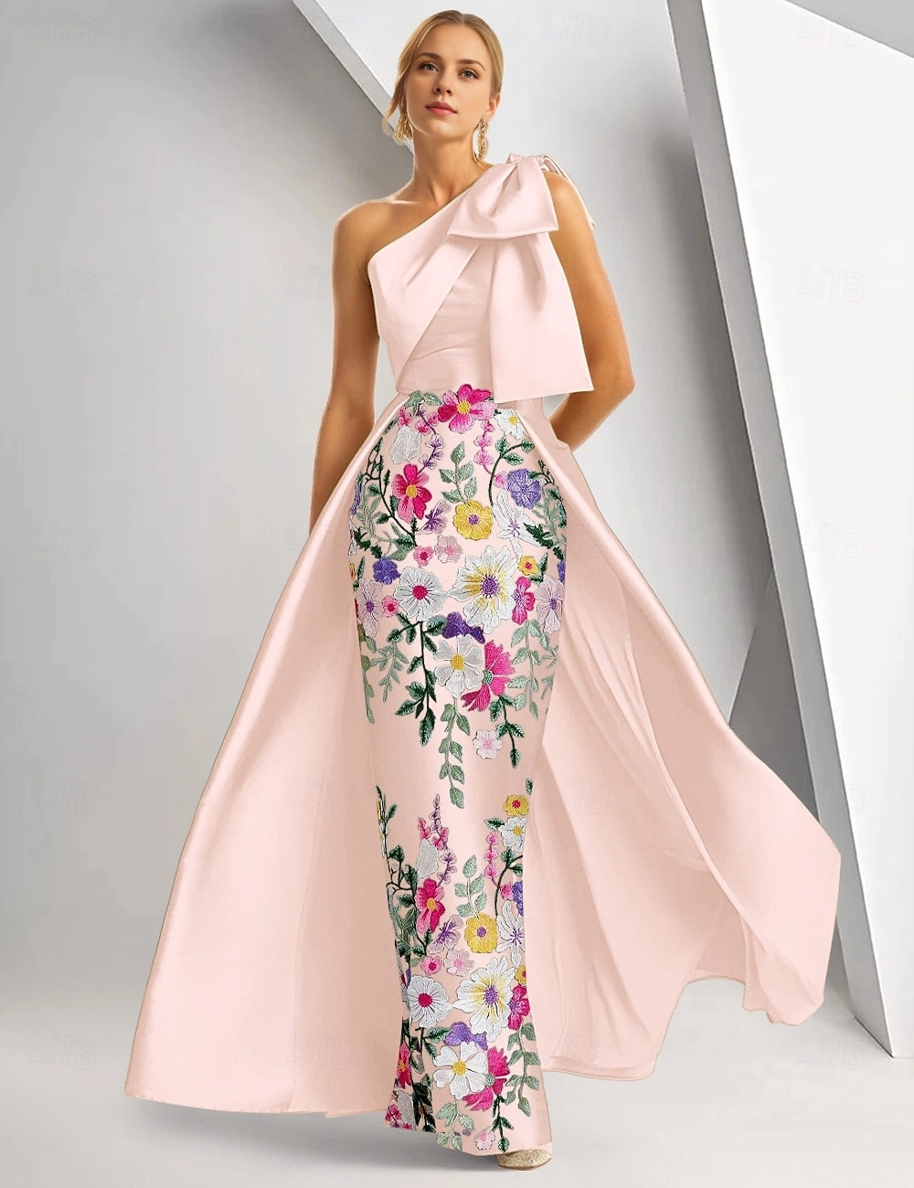 Fresh Mermaid One Shoulder Sleeveless Seamed Back Maxi Prom Dress