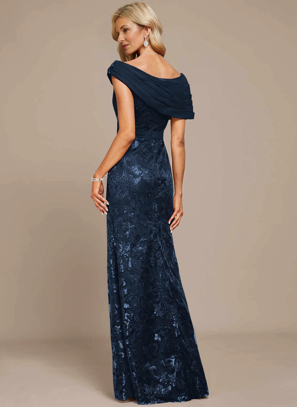 Sophisticated Mermaid Off‑The‑Shoulder Sequin Lace Long Mother Of The Bride Dress