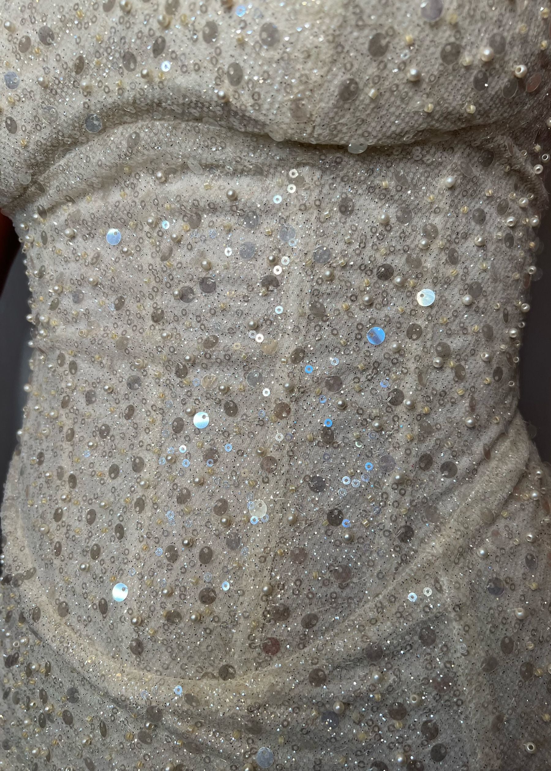 Women's Strapless Beaded Feathered Floor length Party Wedding Evening Gown Prom Dresses with High Slit