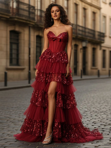 Romantic Ball Gown Sweetheart Strapless Zipper-Back Floor-Length Prom Dress