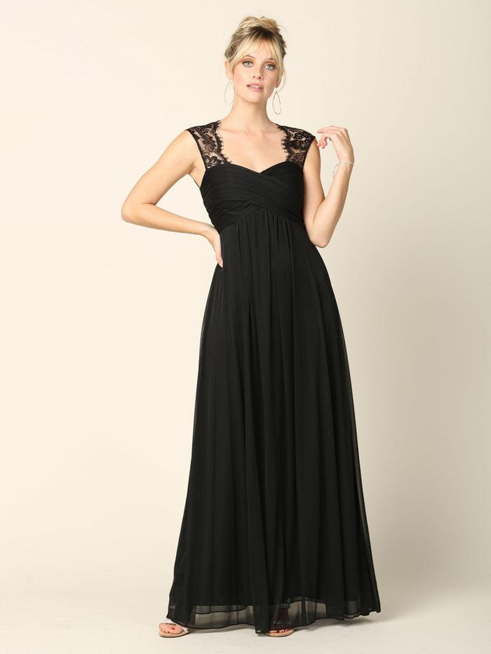 Women's Sleeveless Sweetheart Lace & Chiffon Long Formal Sleeveless Chiffon Maxi Dress Bridesmaid Dresses
